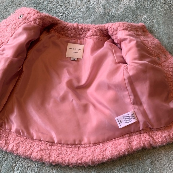 Habitual Kid Pink Boucle Baby Girl Jacket Pea Coat Size 12 Months Used - Picture 4 of 7